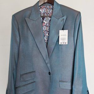 MUST SEE!! Iridescent Peak lapel single breasted Full Canvassed suit size46-47